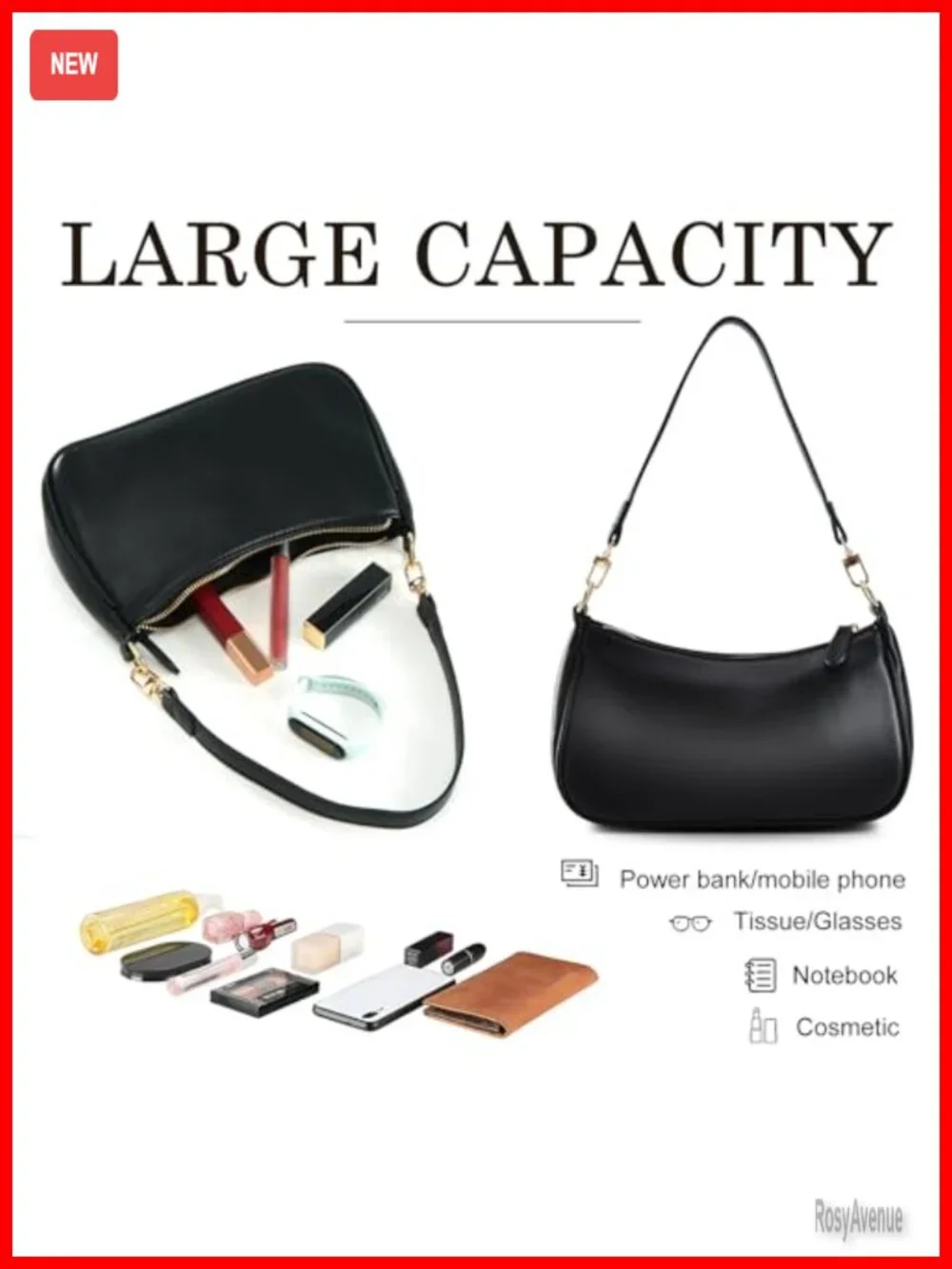 Small Crescent Crossbody Hobo Bag Vegan Leather Handbag Clutch Purse Women